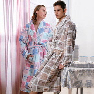 Free Shipping Winter coral fleece robe lovers robe coral fleece bathrobe lovers bathrobe female male thick