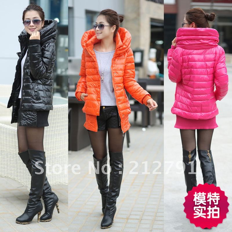 Free shipping winter cotton-padded jacket medium-long slim thickening down coat