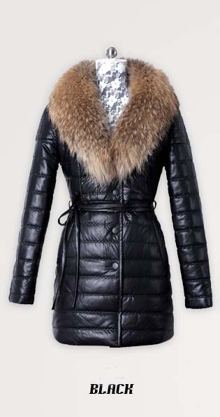 FREE SHIPPING Winter fashion large raccoon fur PU clothing medium-long slim thick outerwear leather wadded jacket female