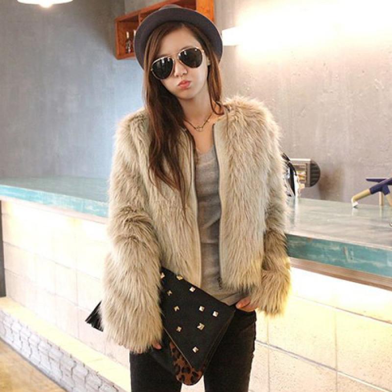 Free Shipping Winter long-sleeve short design faux overcoat outerwear fashion luxury women outerwear