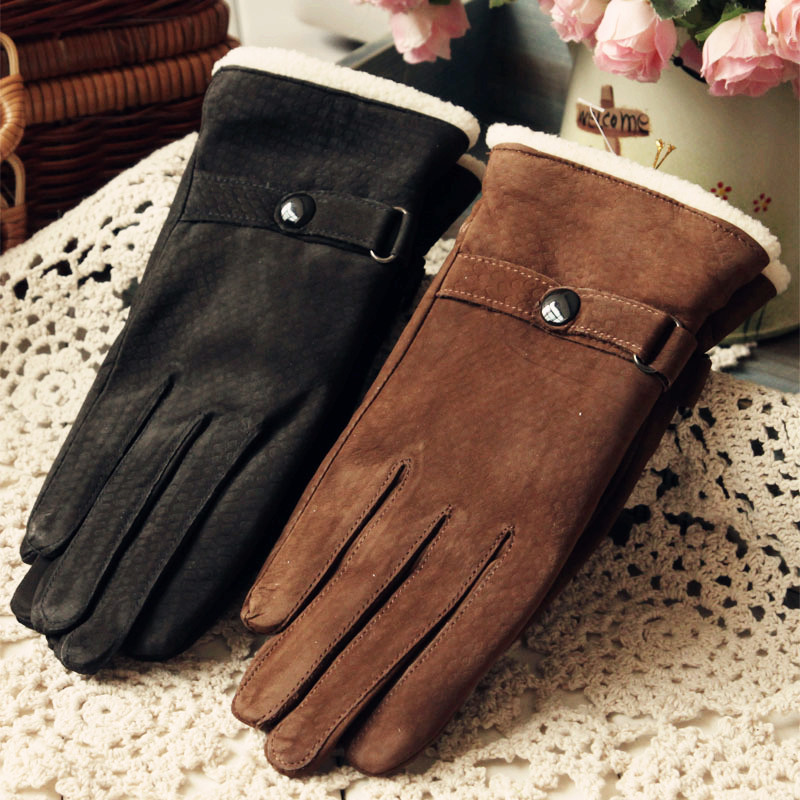 FREE SHIPPING Winter new arrival berber fleece scrub stereo sheep wool liner sheepskin gloves genuine leather