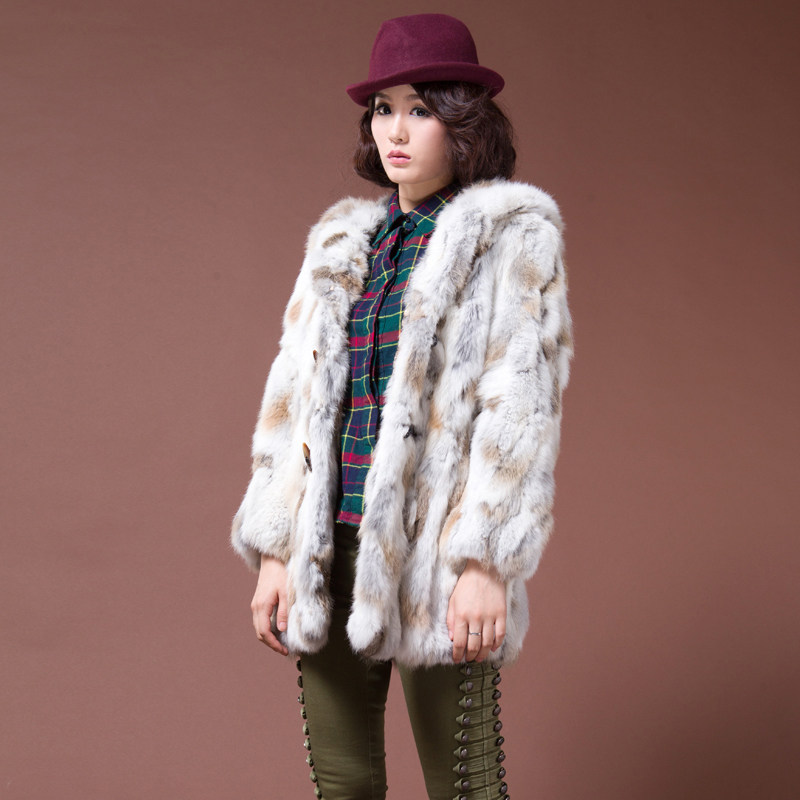 Free Shipping Winter outerwear 2012 fur coat / Rabbit Fur Coat /Winter Outerwear