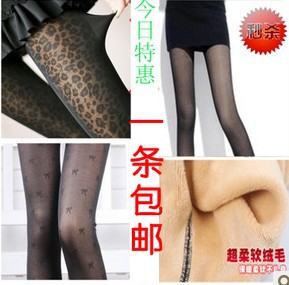 free shipping Winter plus velvet thickening legging female stockings polka dot pantyhose thermal socks