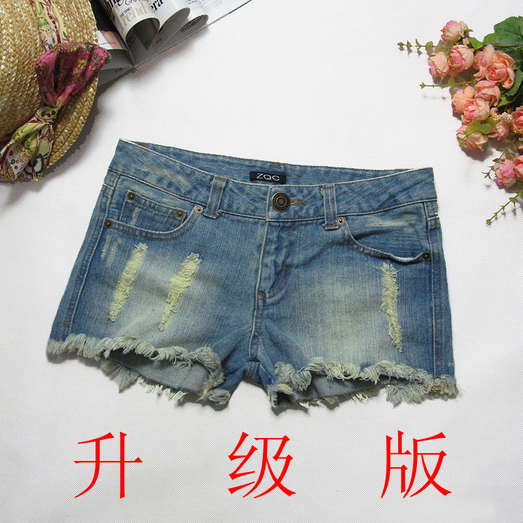 Free Shipping Winter thickening women's denim fashion jeans distrressed high waist plus size denim shorts coarse