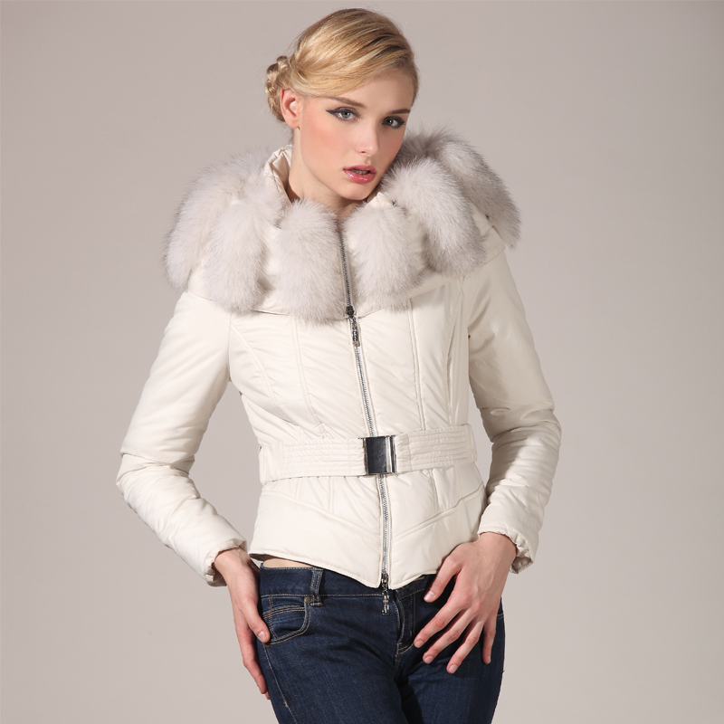 Free shipping Winter women down jacket 2012 fashion winter luxury blue fox fur large lapel fur coat  short design 36