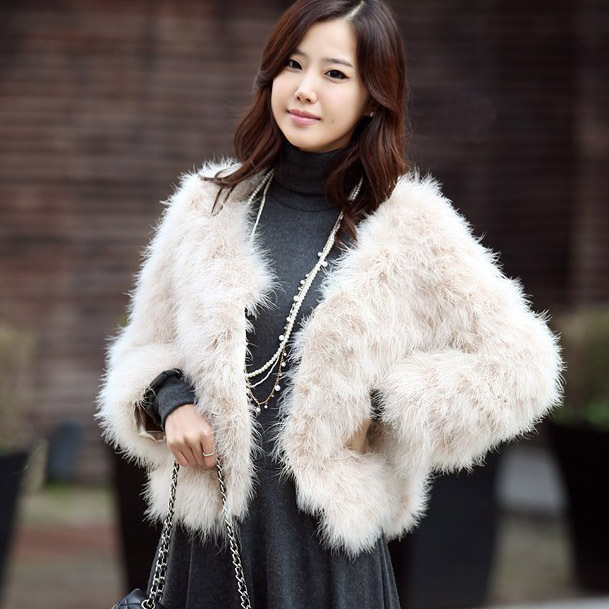 Free Shipping Winter women's elegant luxury gentlewomen ostrich wool fur coat short jacket 11929 LDX