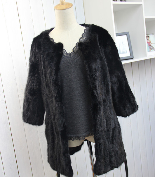 Free shipping with EMS 2012 outerwear mink hair collarless mink fur overcoat fight mink medium-long