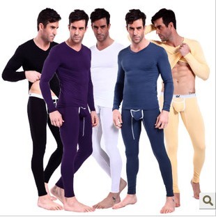 free shipping Wj male long johns modal long johns V-neck spring and autumn basic close-fitting underwear wj 7081