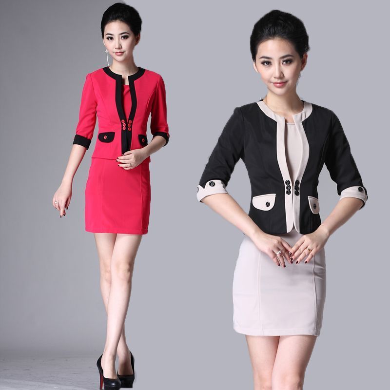 free shipping woman 2012 summer women's half sleeve work wear dress one-piece dress set work wear