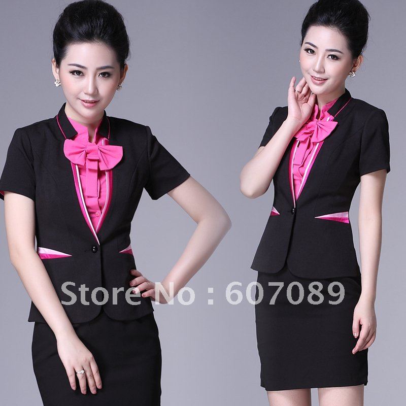 free shipping woman and lady cheap price Nsutite 2012 summer stand collar pink Pink Black short-sleeve set 1609