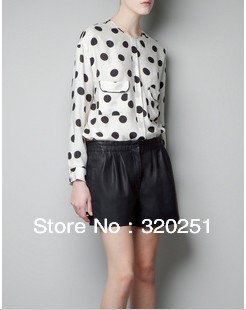 free shipping  Women 2013 spring and summer retro European style dot chiffon lightweight breathable shirt a613 of