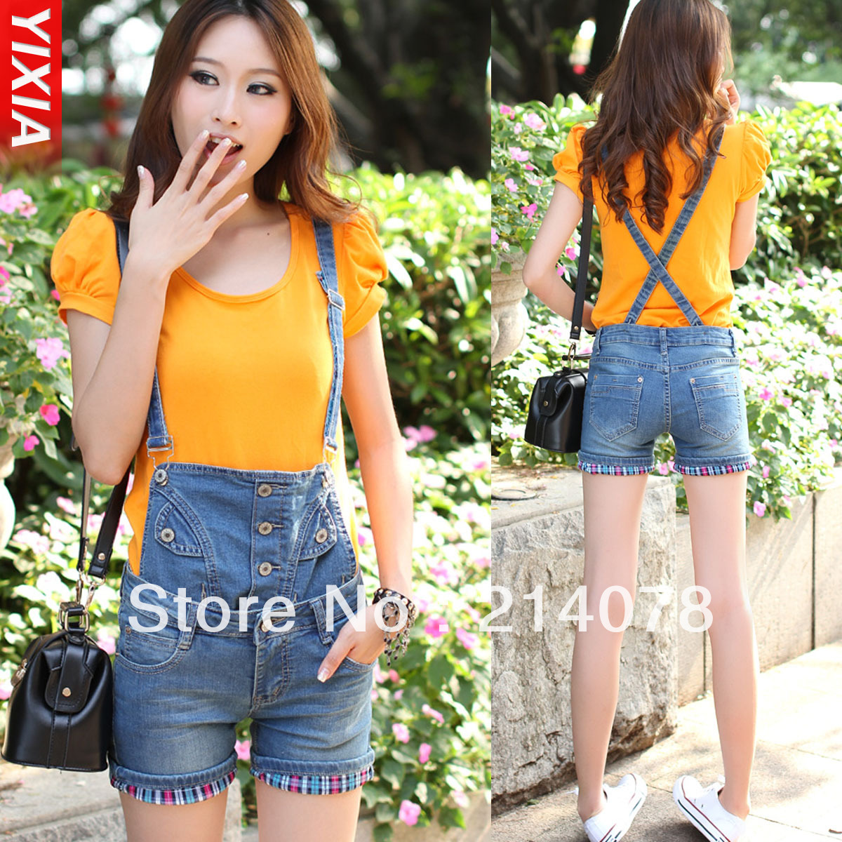 Free shipping women 2013 women's denim shorts female sweet preppy style jumpsuit