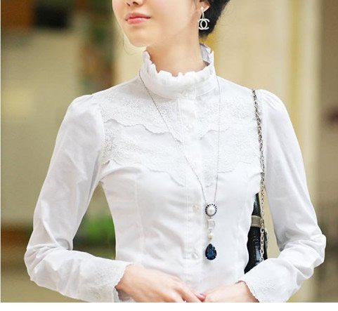 Free shipping women blouse ladies dress shirts casual tops long sleeve lace leisure wear 2012 wholesales