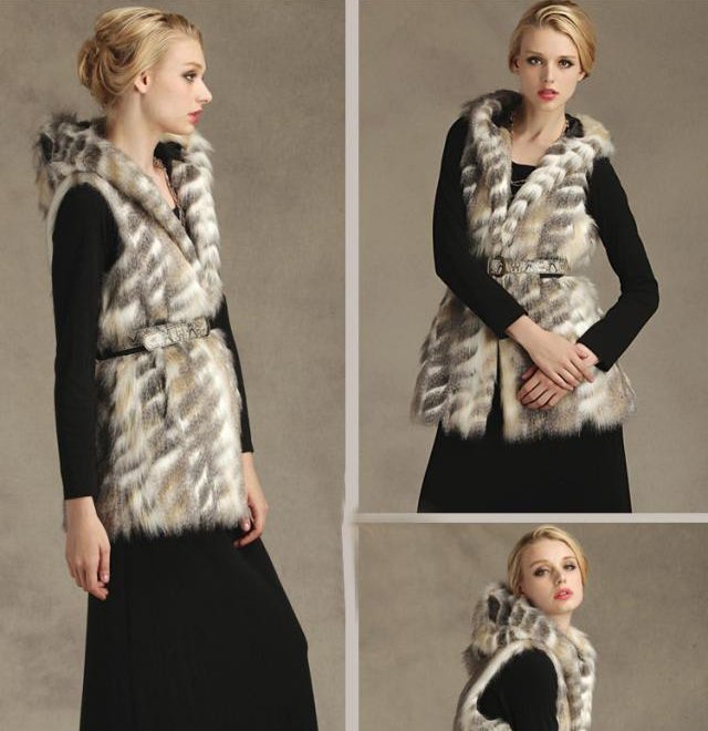 free shipping women clothing 2012 winter and  autumn vests for women Fashion warm Hooded waistcoat  long faux fur coat for women