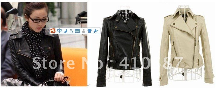 Free shipping/women clothing 2013/coats for woman/jackets women/denim jacket/PU leather jacket / rivets