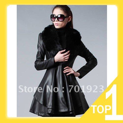 Free shipping Women clothing Women Winter New high-end real fox fur real fur collar leather coat Y3593