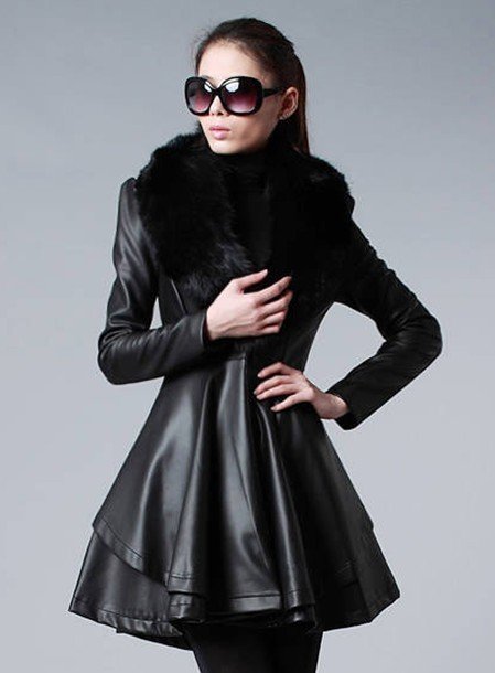 Free shipping Women clothing Women Winter New high-end real fur collar leather coat leather coat#707-8838