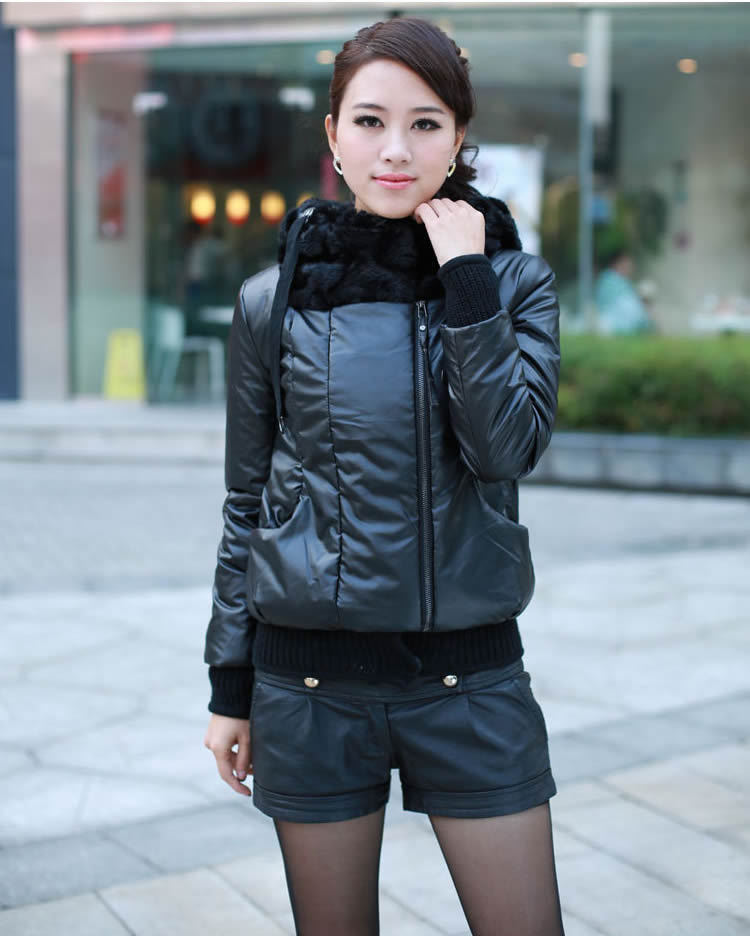 Free shipping Women Cotton Coat Synthetic leather Jacket Short Design Slim Thickening Winter Outerwear