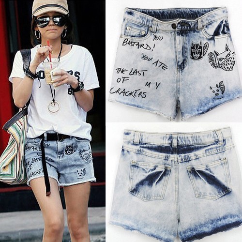 Free shipping women denim shorts wahsed destroyed short pants Beach shorts