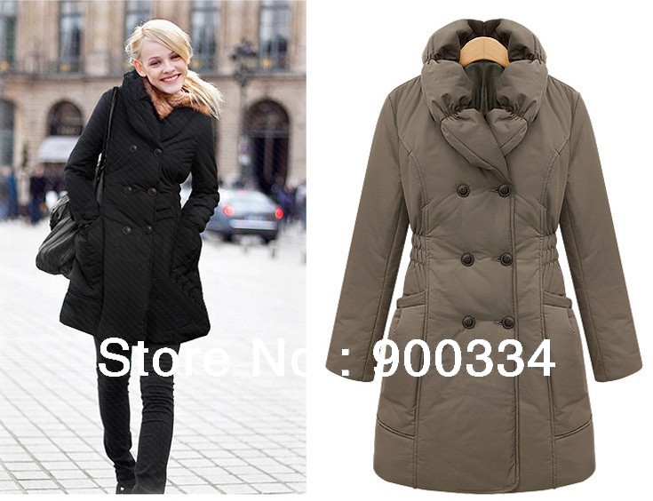 FREE shipping women double breasted Cotton-padded jacket Lady's Casual Wadded Jacket Winter coat