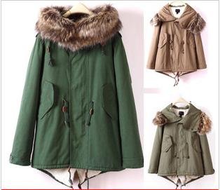 Free shipping women double thick lambs wool collar coat,big cotton-padded jacket outerwear windcoat/jacket for autumn/ winter