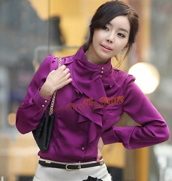 Free shipping women fashion OL blouse ladies chiffon overshirts women long sleeve shirt  top grade formal blouse women clothing