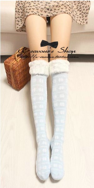 Free Shipping Women Fashion Over The Knee Socks Thigh High Sexy Cotton Stockings snowflake Free Shipping 3226