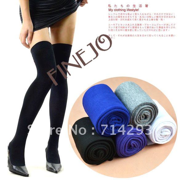 Free Shipping Women Fashion Over The Knee Socks Thigh High Sexy Cotton Stockings Thinner 5 Colors Free Shipping 3226