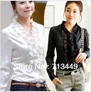 Free Shipping Women Hitz Korean Occupational OL commute long-sleeved shirt