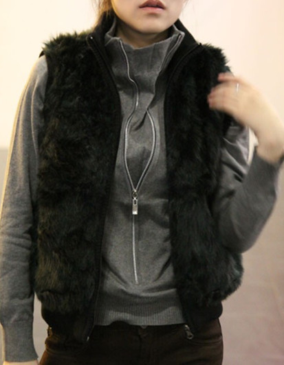 Free shipping Women imitation mink vest fur coat waistcoat vest