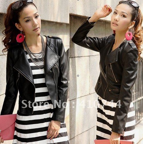 free shipping women jackets biker faux leather black camel jacket high quality PU leather jackets size S M L XL hot sell.