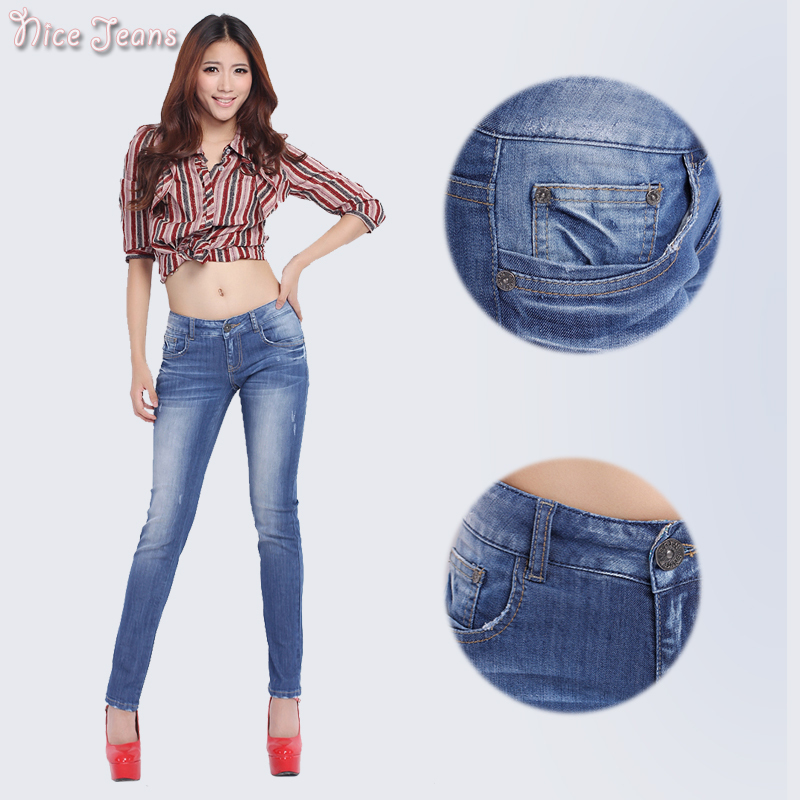 Free shipping women jeans autumn hot-selling women's 100% cotton female jeans 100% cotton all-match jeans female trousers