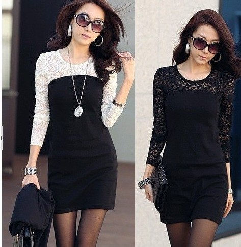 free shipping women ladies sexy cotton lace dress, maxi casual dress S M L XL for spring and autumn