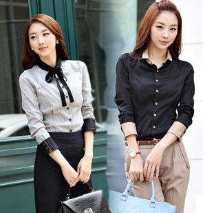 Free shipping!women/ladies shirits/Causul blouses./ shirts , wholesale black/gray women blouse /clothing