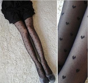 Free shipping women leggings 2012 love heart leggings pantyhose transparent stockings