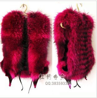 Free shipping women new Raccoon fur vest coat