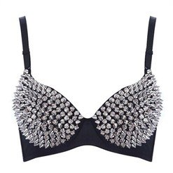 FREE SHIPPING Women Party Disco Spike Stud Design Bra Metallic Punk Dance Rivet Sexy Bra Lady Underwear