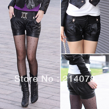 free shipping women PU elegant and noble shorts women lantern quality shorts