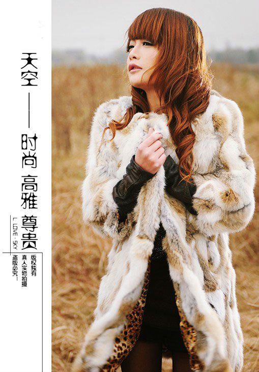 Free shipping women rabbit fur coat outwear long design 7color