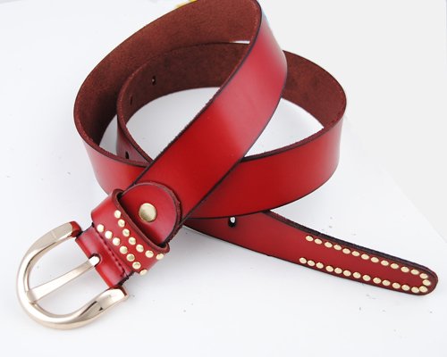 free shipping  women rivet genuine leather belt,lady genuine leather belt for woman