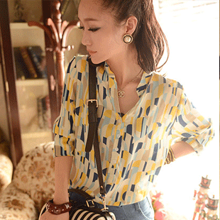 Free shipping!Women's 2013 spring fashion vintage chiffon shirt top elegant long-sleeve shirt cardigan