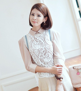 free shipping Women's autumn and winter gentlewomen cutout crochet pullover knitted vest