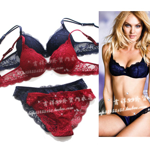 Free shipping women's bra set V-neck push up sexy lace underwear abc cup 4