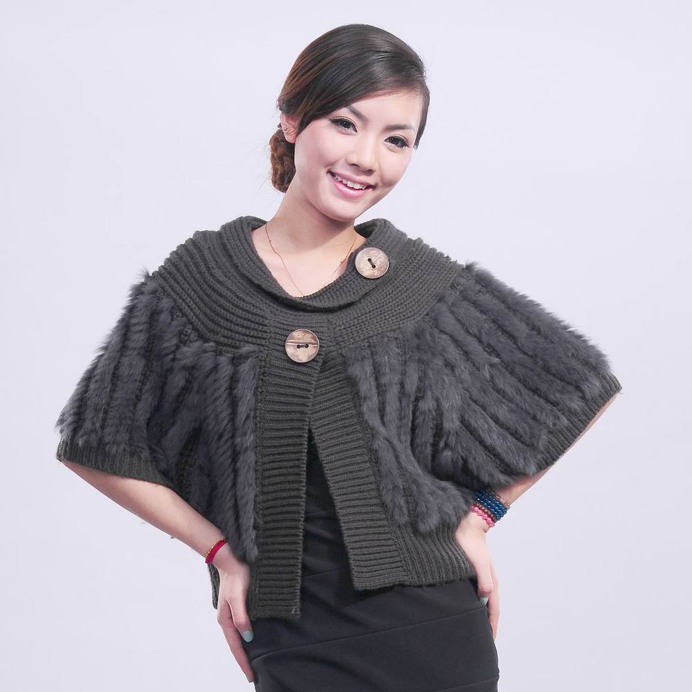 Free Shipping Women's cardigan rabbit fur cutout cape fur short jacket