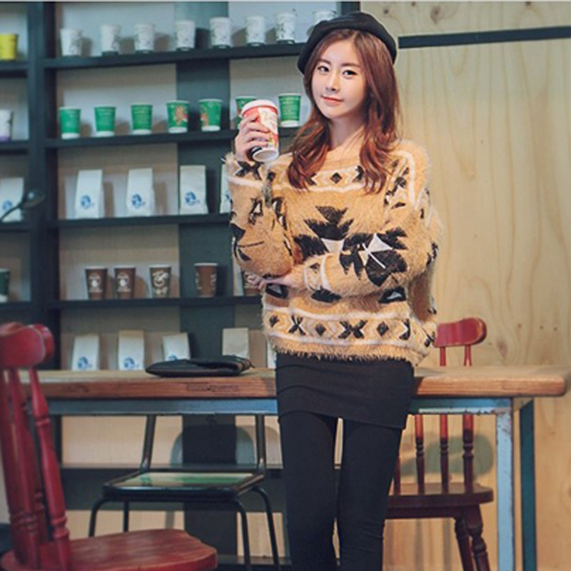 Free Shipping Women's christmas tree pattern pullover sweater pine wool thermal long-sleeved shirt 5810 MY