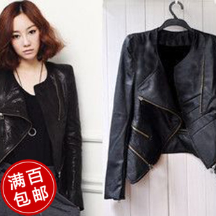 Free shipping Women's clothing autumn short jacket winter leather clothing long-sleeve