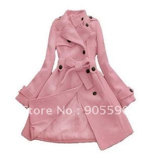 Free Shipping Women's Coat ROMA Double-breasted  Winter Coat  /jacket With Waistband 4 color