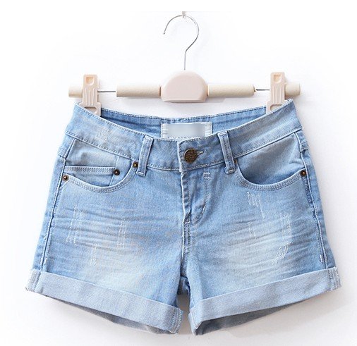 Free shipping women's Denim ripped casual jeans shorts cotton washed Very Show Thin 3 Colors T054