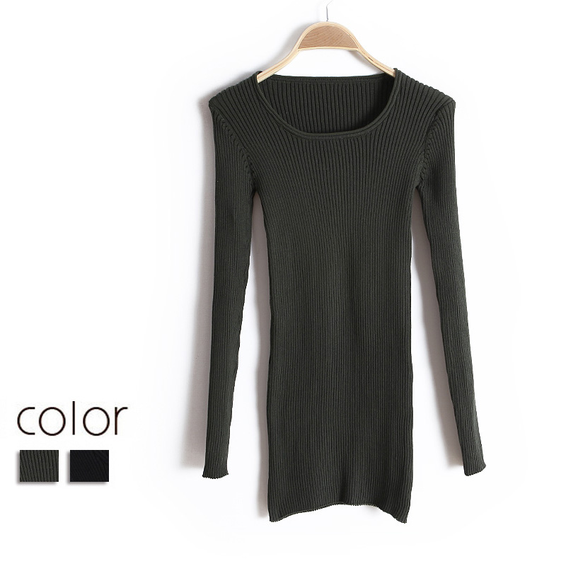 free shipping Women's fashion o-neck pullover slim elastic long-sleeve wx1350 basic sweater