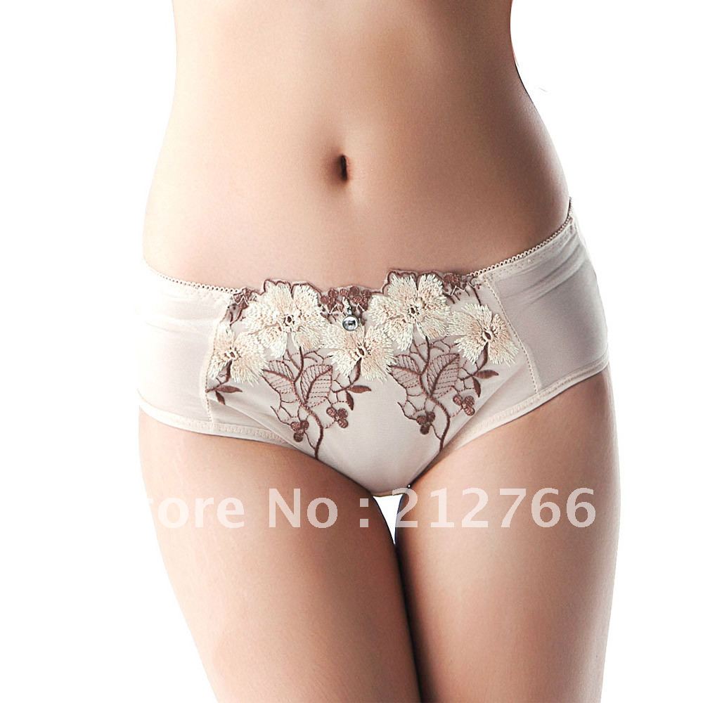 Free shipping!!!Women's fashion transparent breathable trigonometric peony embroidery panties k1271